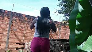 Latina Teen Grabs My Dick Behind House! Intense Brazilian Anal Amateur Action!