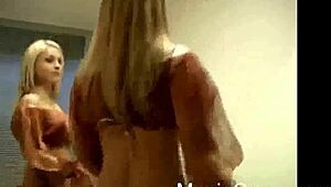 Watch these big-boobed blondes strip for you?