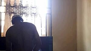 My friend lets me fuck his girlfriend, milf facial on her cock