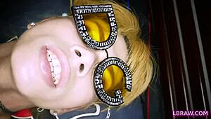 Asian teen ladyboy belle licks guy's asshole and fucks his ass in POV