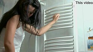 Magia Teases with Cute Feet and Shaved Pussy in Shower