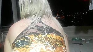 Blonde Brazilian Milf Slut Enjoys Hot Homemade Sex On Rooftop At Midnight