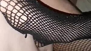 19 Years Old Teen Ravished in Fishnet Stockings Footjob