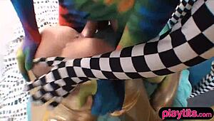 college teen 18+ costume party in dorm turns wild. groupsex erupts with amateurs 😏