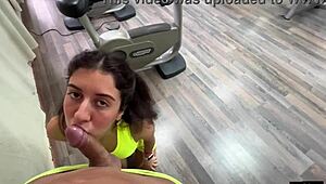 quickie sex in the gym, super risky public fuck