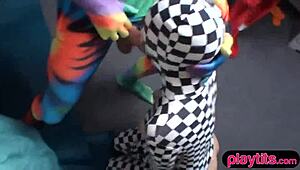 college teen 18+ costume party in dorm turns wild. groupsex erupts with amateurs 😏