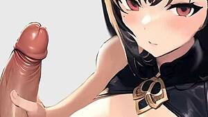 Anime Girl Jerking Big Cock in POV. She Works It Hard for You.