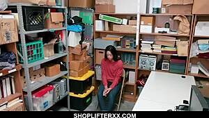 cute teen caught stealing, want to blow the mall cop?