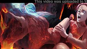 Dani daniels and celeste star engage in intense lesbian tribbing, their bodies grinding together in a passionate ai phonk pmv.