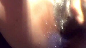 Squirting ebony babe uses dildo on pussy 😍