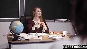 Busty lesbisk lærerinne Alexis Fawx krever het sex fra Kendra James, wow!