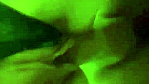 Licking her wet pussy on the dining table – cum dripping out.