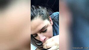 craigslist babe gives a blowjob in the car to her latina girlfriend's friend outdoors