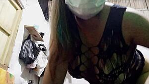 I am a latina milf making homemade porn for my stepbro with big tits.