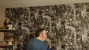 standing alone, stroking slowly in the quiet room