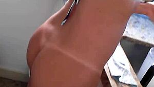 Amateur Prostitute In Bikini Shows Ass In The Kitchen