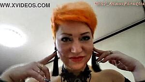 Hey, watch Aimee, hot milf redhead, get slammed hard in bed for a juicy creampie finale!