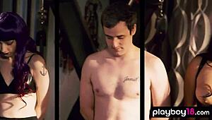 Kate guides the training of a perfect blonde subslut on the train.