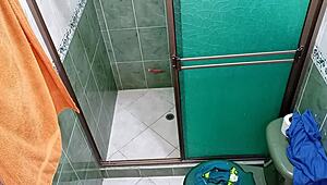 Spying on my stepmom during her shower.