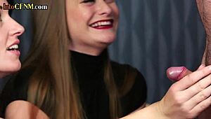 Classy CFNM Babes Dominate in Dirty Amateur 3some.