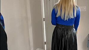 Blonde with big tits cheats, getting pounded by BBC. She returns to her caged cuck husband.
