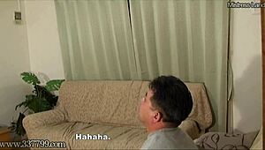 Japanese Cuckold Licks Creamy Used Pussy After Wild Session