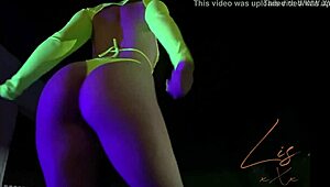 latina babe dances in panties, showing off her natural tits on webcam.