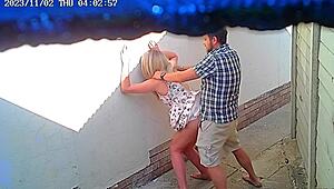CCTV Catches Couple Fucking Hard Outside Public Restaurant