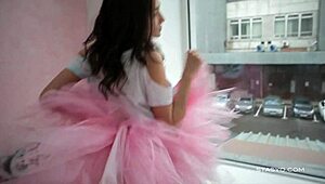 beautiful sveta dances solo in a pink ballerina tutu dress