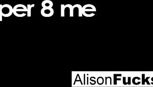 Alison strips purple lingerie for solo masturbation