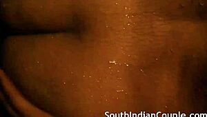 south indian wife in blue film takes a steamy shower, filmed naked by her husband