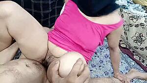 hot indian girlfriend rides my bigcock in cowgirl style. her tight pussy grips while wearing black hijab.