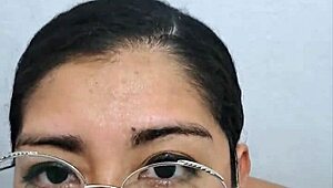 Latina teen welcomes new neighbor with blowjob, pussy play, and cumshot