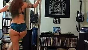 Blonde Rips Off Black Skirt Teasingly