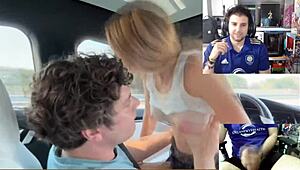 hot tesla car sex with couple 😜