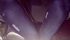 blue sweaty socks and barefeet with gay cumshot