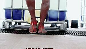 staci in wet pink panties, feet fetish!