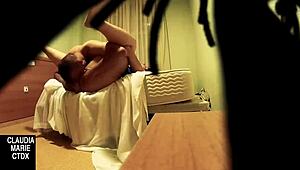 Guess what? He hid a camera to catch the chubby girl giving him oral sex!