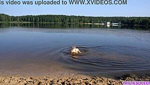 Naked Girl Skinny Dips Boldly at Public Beach