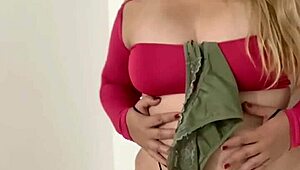 i can’t get over this big ass blonde teasing in thong panties at home