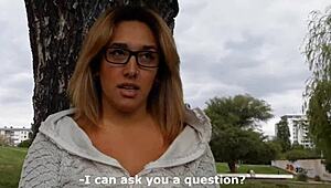 Blonde Shows Her Shaved Pussy And Small Tits In Public For Money