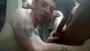 Ebony Twink Worships Big Black Cock Of Shaved Transsexual