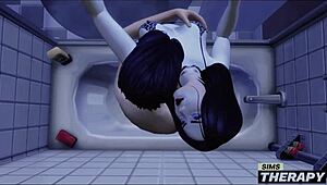 In Sims therapy, the gothic babysitter interacts with the big brother.