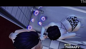 In Sims therapy, the gothic babysitter interacts with the big brother.