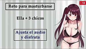 Challenge to jerk off with her and 3 guys in Spanish voice JOI 😘