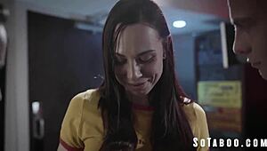 young brunette hooks up with dj for wild threesome fun