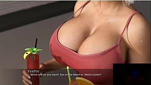 Počitniški otok norost, ne morem nehati strmeti v njene ogromne joške, medtem ko jih draži.