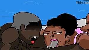 sugar daddy deep throats gold digger by the pool