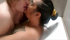 First cumshot with my cute partner, so messy and wild!