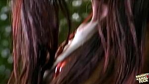 dark skinned cutie poses outside before her tight pussy takes huge white dick